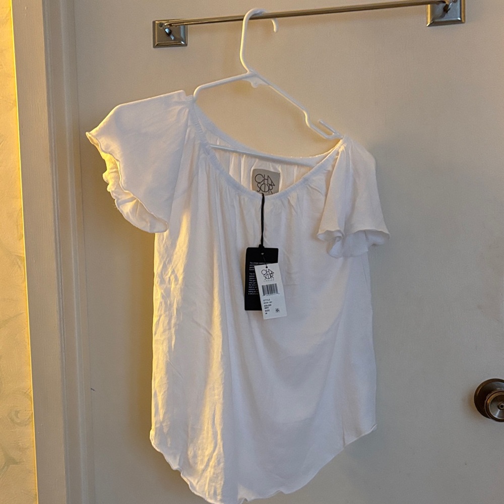 Chaser White Blouse with Ruffle Sleeves